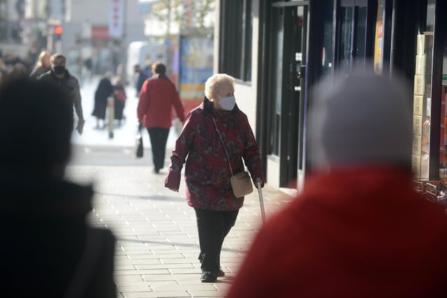 Shoppers were wearing masks even outdoors