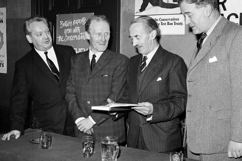 In 1964 62 Leith Walk was home to the Leith National Liberal Unionist. Pictured at the association in January of that year are members of the panel at a 'Brains Trust' event (left-right) Councillor A Theurer, Mr J Gall, Mr H Newman, and Gershom Stewart.