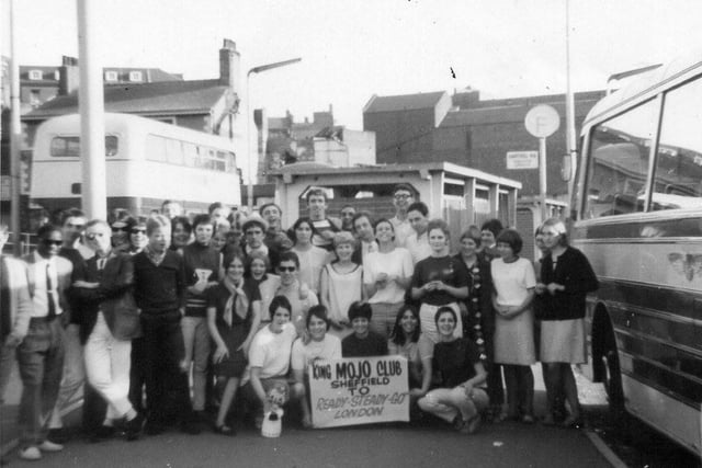 Dancers from the King Mojo prepare to board a coach to dance on the iconic Ready, Steady, Go TV programme. Fans of the club are having a King Mojo reunion in Sheffield on June 10