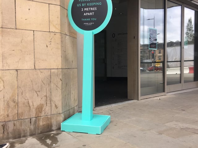 Customers were asked to stay 2m apart with prominent signage around the store