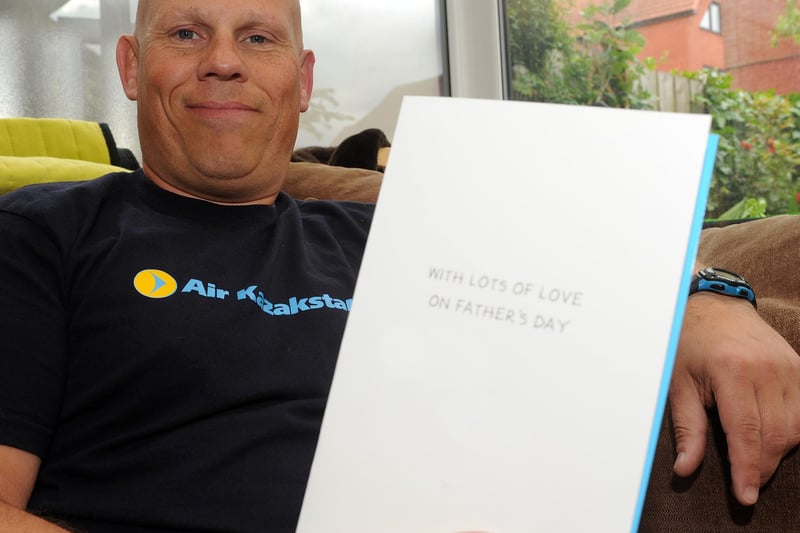 Foster dad Andy Baker with his Father's Day card