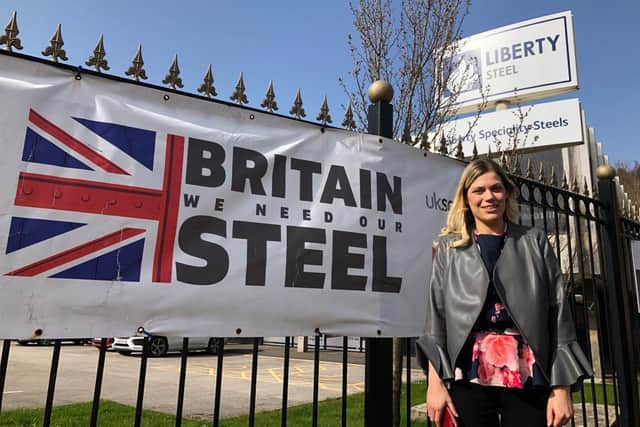Miriam Cates MP at the Liberty Speciality Steel headquarters in Stocksbridge.