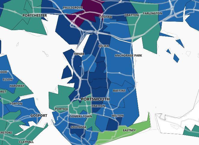 On February 9, the majority of areas had a rate between 100 and 199, with one area over 400.
