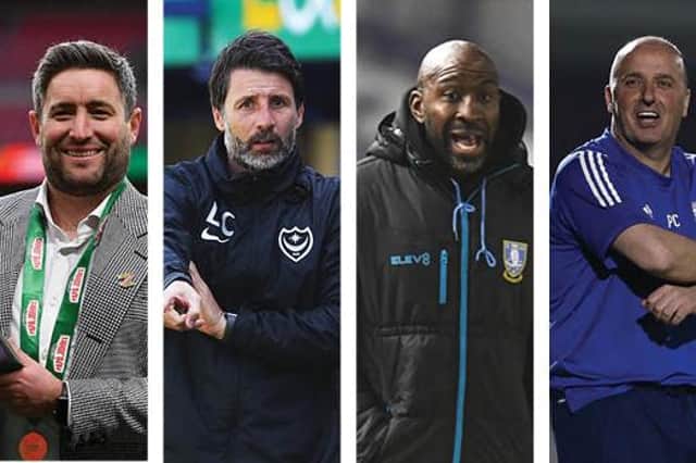 From left: Lee Johnson, Danny Cowley, Darren Moore and Paul Cook