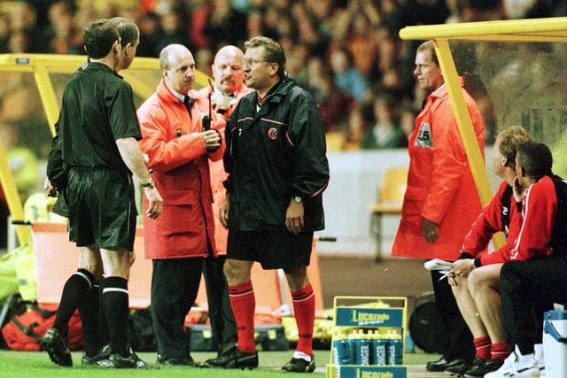 Neil Warnock is sent to the stands during the Nationwide First Division clash against Wolverhampton Wanderers at Molineux in September 2000.