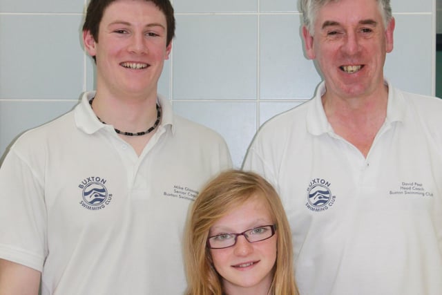 Senior coach Mike Glossop and head coach David Peet are pictured with Abbie Wood back in 2012. They surely cannot have dreamt of what their young pupil would go on to achieve.