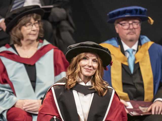 Geri Halliwell-Horner during a ceremony where she received an honorary doctorate from Sheffield Hallam University at Ponds Forge International Sports Centre in Sheffield. Picture date: Tuesday November 22, 2022.