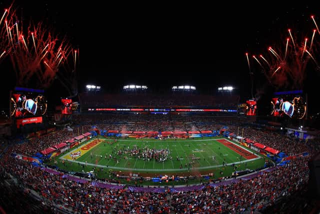TAMPA, FLORIDA - FEBRUARY 07: Fireworks erupt after the Tampa Bay Buccaneers defeated the Kansas City Chiefs in Super Bowl LV at Raymond James Stadium on February 07, 2021 in Tampa, Florida. The Buccaneers defeated the Chiefs 31-9. (Photo by Mike Ehrmann/Getty Images)