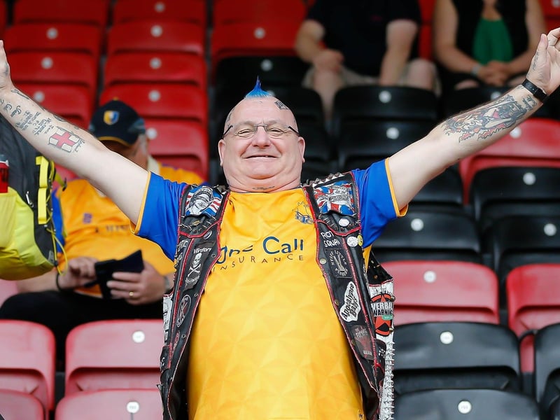 Mansfield fans at the Breyer Group Stadium for the match against Leyton Orient.