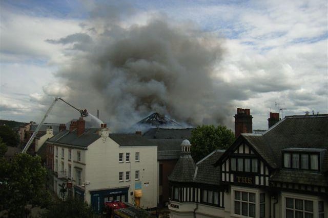 The roof of Somerfields store on fire in this photo contributed by staff at Bothams Mitchell Slaney estate Agents