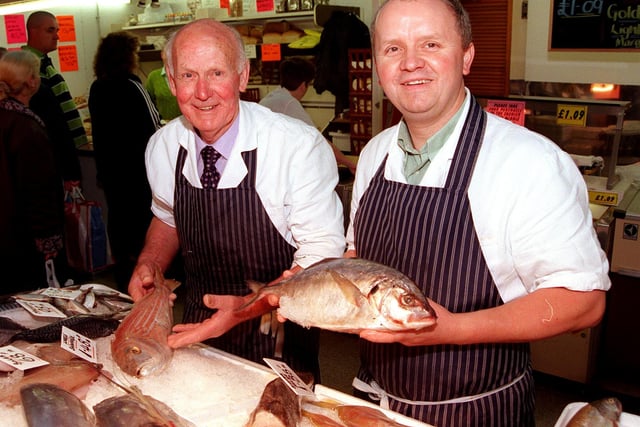 Roy and Paul Tissington at the Tissington and Smith Fish and Poultry stall in 1999