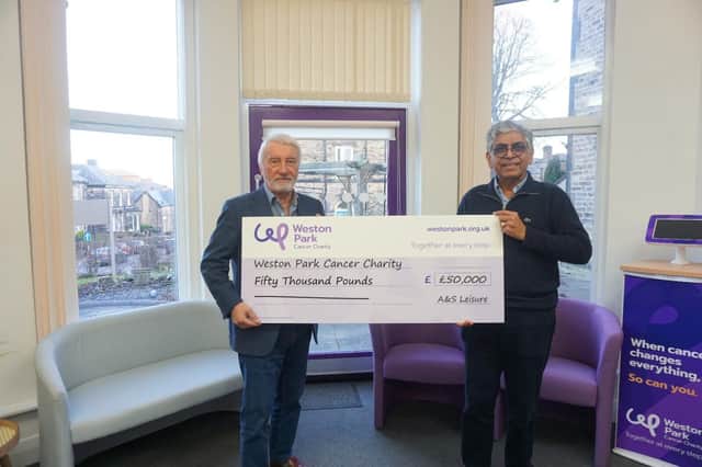Dave Allen (A&S Leisure Group) and Kash Purohit of Weston Park Cancer Charity.