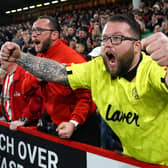 Sheffield United fans celebrate victory over Bristol City
