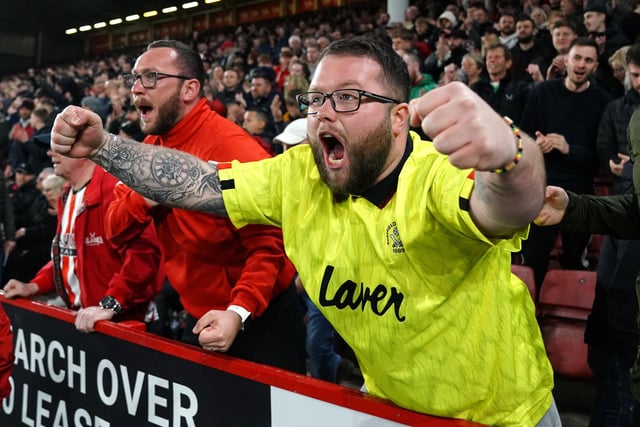 Sheffield United fans celebrate victory over Bristol City