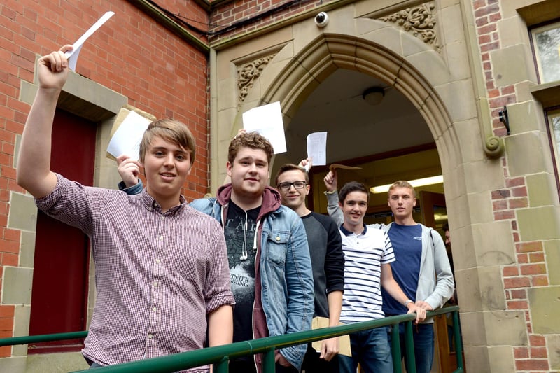 Students at St. Aidan's Catholic Academy in Sunderland who had success in the A Levels in 2014 included Joseph Tibury, Connor Rylance, Connor Murphy, and Ciaran Foster. Does this photo bring back happy memories?