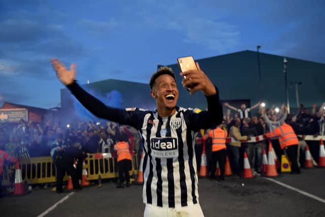 Callum Robinson celebrates promotion with West Bromwich Albion: Shaun Botterill/Getty Images