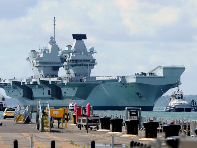 Britain's biggest warship HMS Queen Elizabeth pictured returning to Portsmouth after 10 weeks at sea, carrying out critical training. Picture: (020720-5149)
