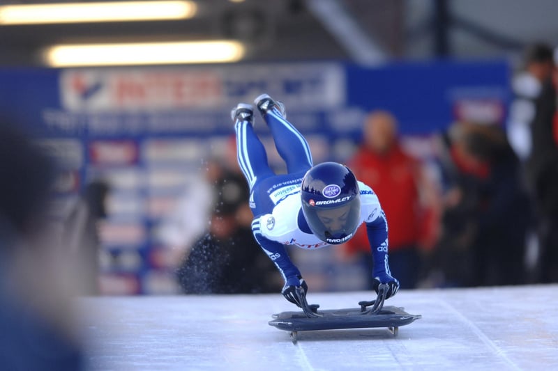 Sheffield's Shelley Rudman, the 2006 Winter Olympics skeleton bobsleigh silver medallist, in action