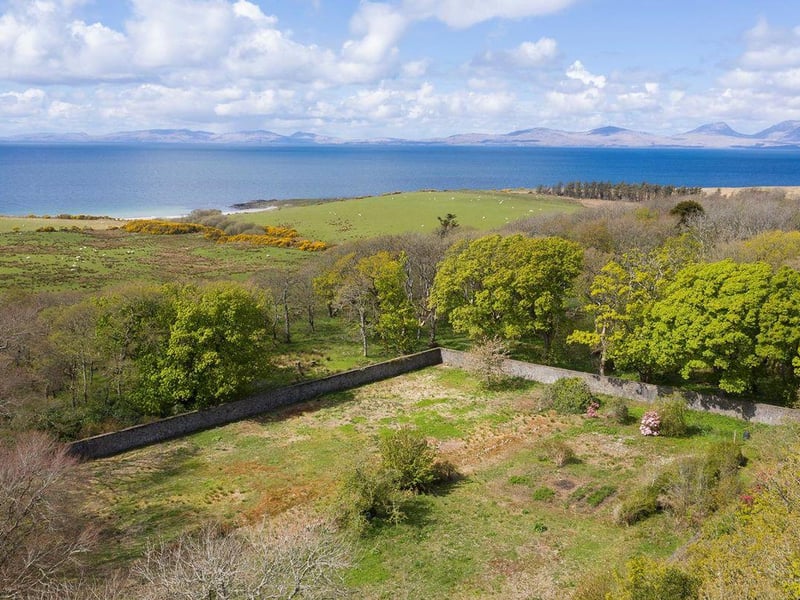 Looking over walled garden towards the coast.