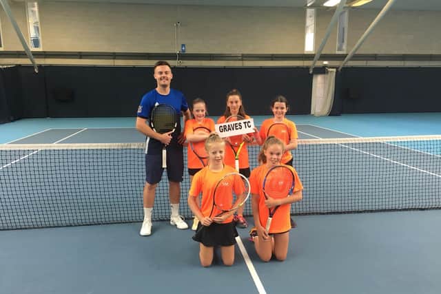 Sam Salt, head of tennis at Graves Health and Sports Centre with some of the centre's junior players.