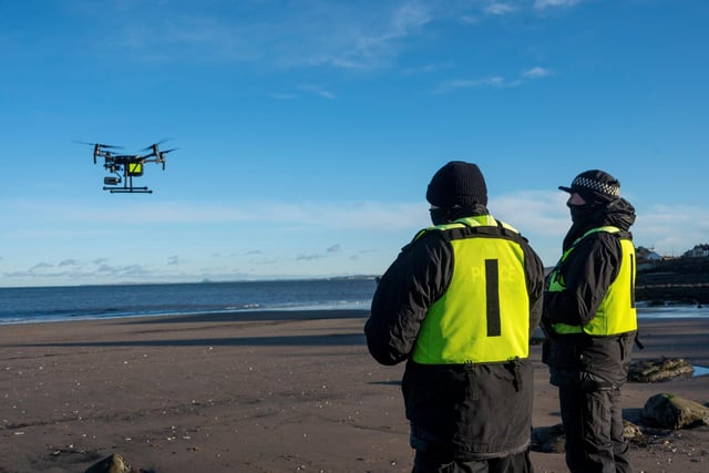 On Friday, January 7, two officers from Police Scotland’s Air Support Unit travelled from Glasgow to carry out drone searches on Portobello beach.