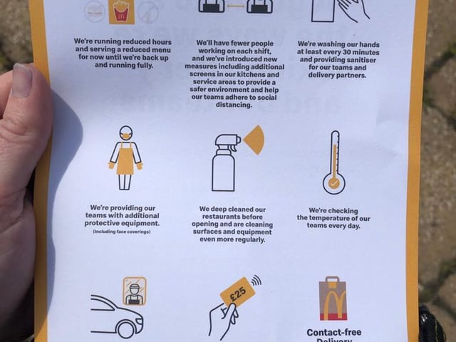 This is what is being handed out to customers at the McDonald's drive-thru in Livingston.