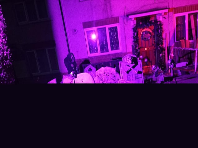 As well as the pirate ship, the householders near Longley Park also created this graveyard for Halloween