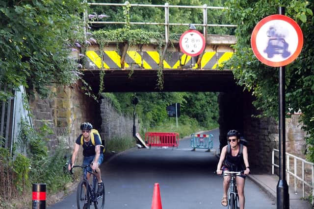 Cyclists using the Sheaf Valley cycle route in Sheffield not long after the closure to motor vehicles at Little London Road was introduced. Photo: David Bocking