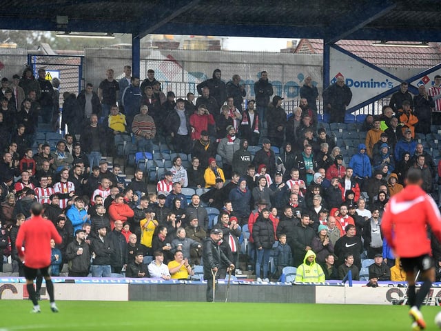 The away end at Fratton Park.