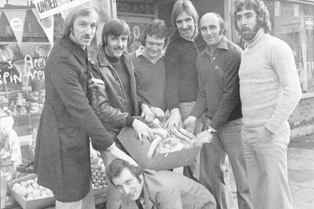Footballer Neil Warnock and his greengrocers shop January 1977