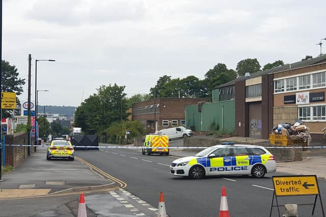 A motorcyclist died today in a collision with a car on East Bank Road, Sheffield (Photo: Claire Lewis)