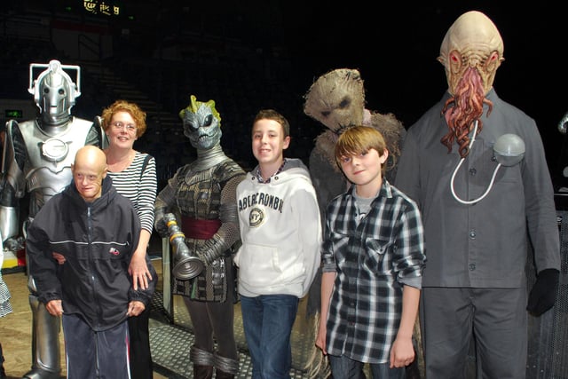 Star competition winners meeting some of the cast of Dr Who Live after the show at Motorpoint Arena. From left are David Smith, Pat Watson,Toby Stafford and Billy Hardy.