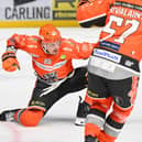 Marco Vallerand celebrates a go-ahead goal against Nottingham. Picture Dean Woolley