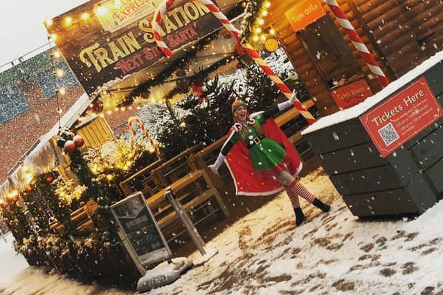 The attraction includes a little train ride on a cycle path outside the centre, a teepee, elves, entertainment and a snow globe experience.