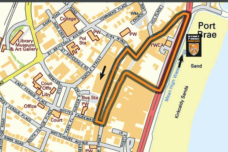 Route around Kirkcaldy town centre for the Halfords Tour Series cycle event