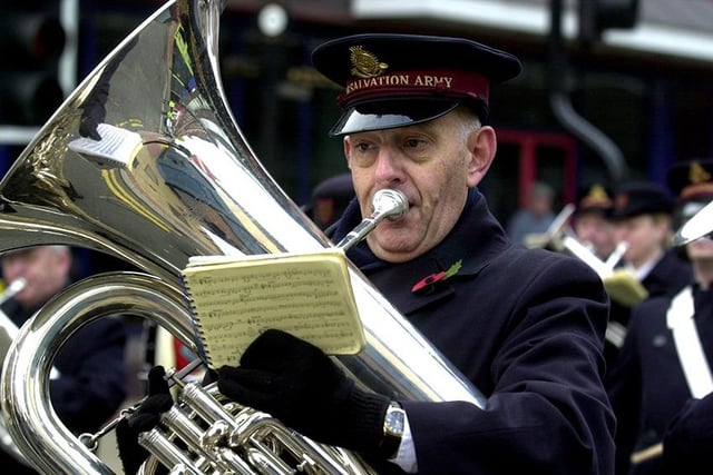 The Salvation Army band take part in the Remembrance service held at the Cenotaph, Barkers Pool, Sheffield, Sunday November 9, 2003