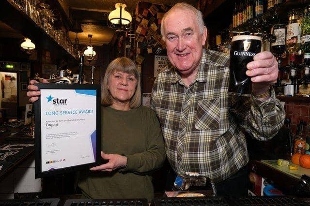 Tom and Barbara Boulding at Fagan's pub in Sheffield city centre, which is one of the continent's 20 best places at which to drink, according to The European Bar Guide