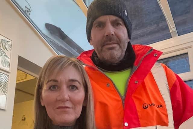 Simon Wolstenholme had to take time away from his job with Veolia after he was diagnosed with ancer in 2021, and again in 2022, but was then handed a disciplinary letter for taking time off for treatment. He is pictured with wife Lisa.