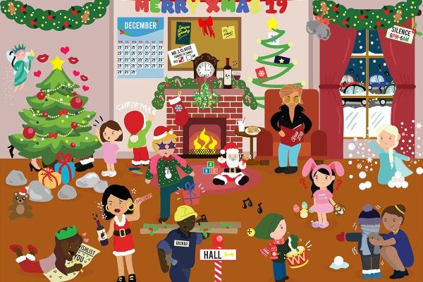 Inside this festive scene are references to 20 Christmas songs - can you figure them all out?