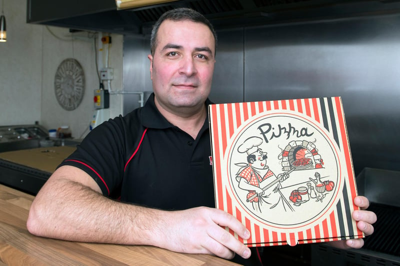 Erkan Kinal, of Mozarella's Pizza takeaway, Leicester Avenue, pictured in 2016