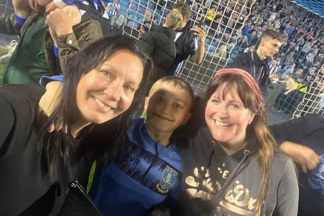 Sheffield Wednesday supporters Lisa Butterworth and Emma Thompson - pictured with Lisa's nephew Cody - have had an interesting couple of weeks leading into Monday's League One play-off final at Wembley.