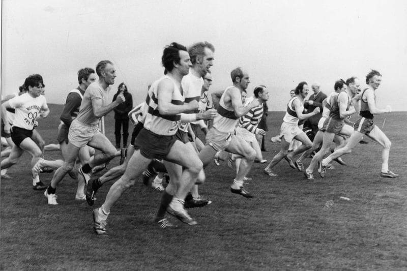 The start of the veterans' race organised by the South Shields Harriers in February 1974. Have you spotted someone you know?