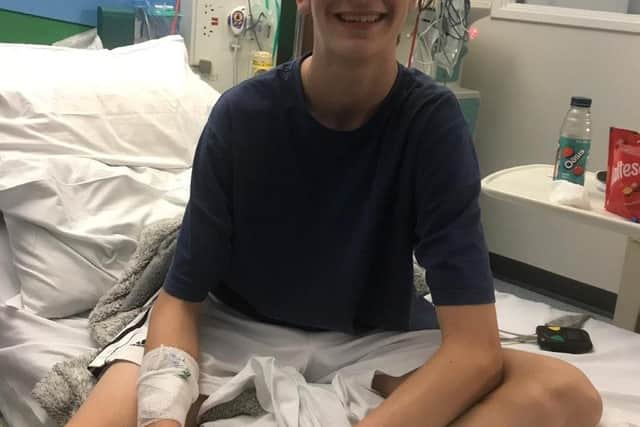 Daniel Lowe, now 15, who nearly died after collapsing during an under-15s football match. Photo: Family Handout/The Children's Hospital Charity/PA Wire