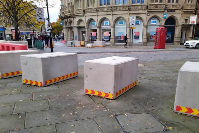 Concrete blocks in Sheffield city centre