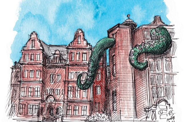 In March the Royal Hospital for Children’s and Young People opened in Little France meaning the old hospital by the Meadows closed its doors for the final time. I visited to sketch in the final days to find an inflatable octopus had taken residence. This sketch was made into 50 signed prints raising £500 for the Edinburgh Children’s Hospital Charity, An amazing amount which I was so happy to be part of.