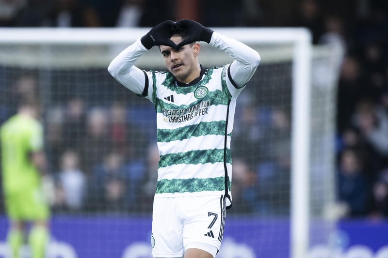 Luis Palma celebrates scoring Celtic’s second in the 3-0 win over Ross County. 