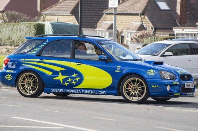 A Subaru Impreza was used to carry Coley Byrne's coffin to Hutcliffe Wood Crematorium yesterday