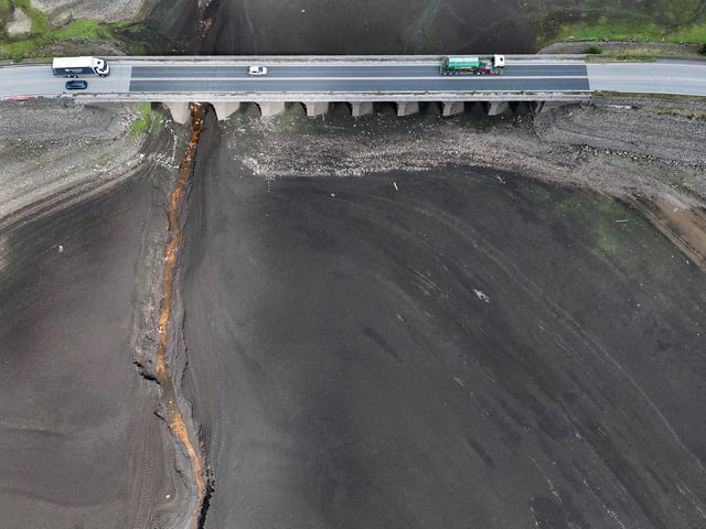 Despite some recent rainfall the normally covered bed was revealed on August 19 at the reservoir in north Derbyshire.