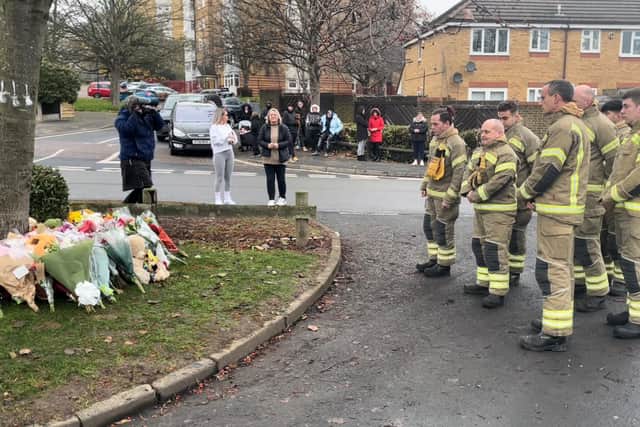 Firefighters in the West Midlands pay tribute to three boys who died after falling into an icy lake near Solihull. A fourth child today remained in a critical condition after also falling through ice into the water. Firefighters in South Yorkshire today revealed they were called to young people playing on a frozen lake, as they urged people to heed safety warnings and keep off the ice. Photo: Matthew Cooper/PA