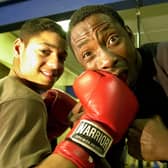 Johnny Nelson absorbs some punishment from a 14-year-old Kell Brook, the recently crowned Yorkshire & Humberside Schoolboy Champion.